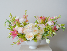 Load image into Gallery viewer, pink and cream pastel blush compote flower arrangement floral delivery boise meridian eagle wedding flower