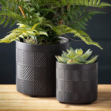 Load image into Gallery viewer, Black Modern Ceramic Planters - Set of 2