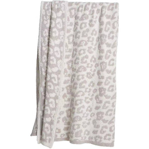 Grey Dreamy Plush Leopard Blanket