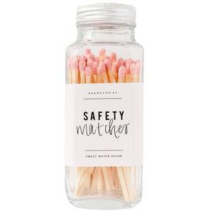Glass Jar Safety Matches - Pink